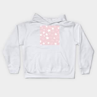 handpainted white stars over pink cotton candy background Kids Hoodie